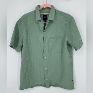 GAP Men's Casual Textured Light Green Button Down Shirt Size Medium 100% Cotton